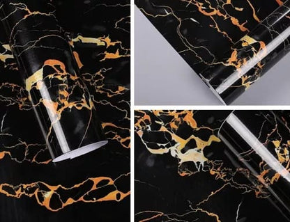 SHERICE Self Adhesive Black Marble Sheet